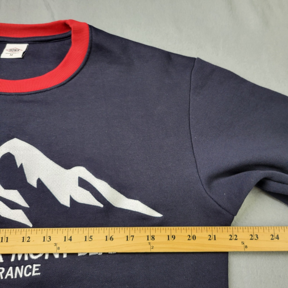 Chamonix Mont-Blanc France Ski Sweatshirt Men Size M Ikonik Crewneck Blue Snow - Picture 5 of 10